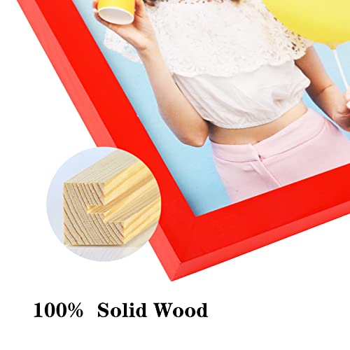 Wyooxoo 8X10 Picture Frame Set Of 2 Red Solid Wood Photo Frames Display Pictures 5X7 With Mat Or 8X10 Without Mat Colorful Frame For Tabletop Display Or Wall #TOP4