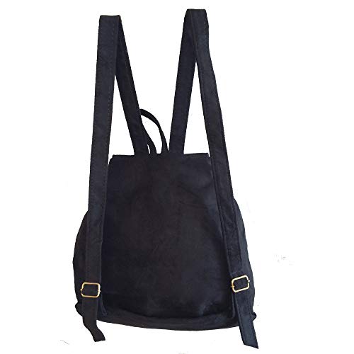 Bolsa mochila feminina preta camurça alças ajustáveis promoção