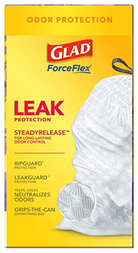 Glad OdorShield Tall Kitchen Drawstring Trash Bags, Lavender, 13 Gal, 80 Ct (Package May Vary), White