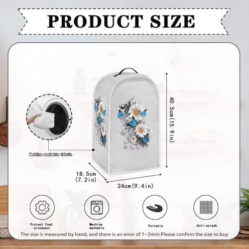Image of Talayituse Daisy Butterfly Print Blender Dust Cover, Fingerprint Protection Cover for Stand Mixer or Coffee Machine, Home Kitchen Appliance Covers for Stain Dust Resistant Supplies