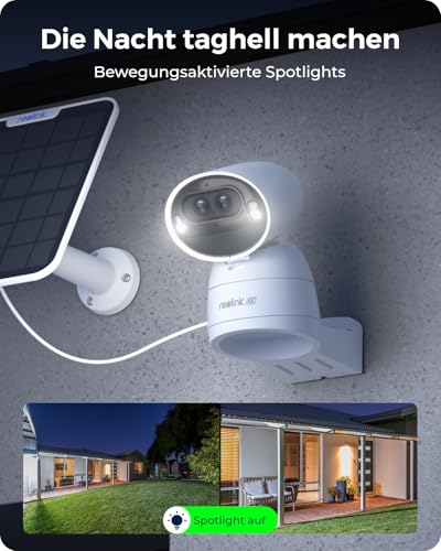 Reolink 4K Solar Überwachungskamera Aussen Akku mit 360° PTZ, Auto-Tracking, Dual Lens, 8MP WLAN Kamera Outdoor, 30m Farbnachtsicht, KI-Erkennung, 2.4/5GHz WLAN, Argus Track+6W Solarpanel 6