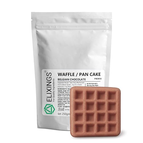 Image of Elixings Belgian Chocolate Waffle & Pancake Premix 250gm, Multigrain, 100% Vegetarian and Eggless, No Added Preservatives