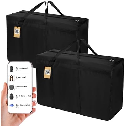 Moving Bags with Scannable Labels, Storage Bags for Clothes, Blanket Storage Bags with Zipper, Large Storage Bags Cover