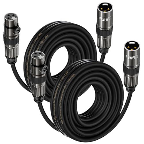 FORE 20 Feet 2-Pack XLR to XLR Cables, XLR Microphone Cable, Oxygen-Free Copper (OFC) XLR Male to Female Cord, Mic Cord, XLR Speaker Cables,Color Gunmetal Grey & Black - 2 Pack 20 Feet by FORE - Used condition - US$26.40