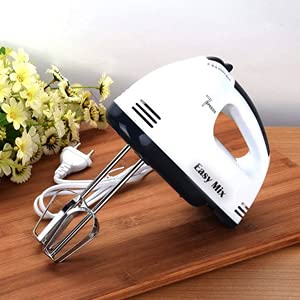 MAAUVTOR 260 W Electric Hand Mixer with 7 Speed Control Dough Hooks & Detachable Stainless-Steel Finish Beater & Whisker