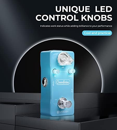 Vangoa Overdrive Guitar Pedal, Vintage Overdrive Effect Pedal for Electric Guitar Mini Single Type DC 9V True Bypass - Light Blue