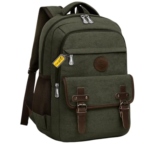 Mochila Masculina Feminina de Lona Super Resistente Confortavel Reforçada Executiva Estilosa e resistente Para o Dia a Dia Passeio Viagens (Verde)