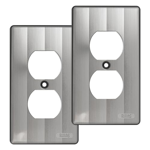 DICAS 2-Pack #304 Stainless Steel Switch Plates Cover,Duplex Receptacle Metal Electrical Outlet Cover,Home Decor,Standard Size 1 Gang 4.76