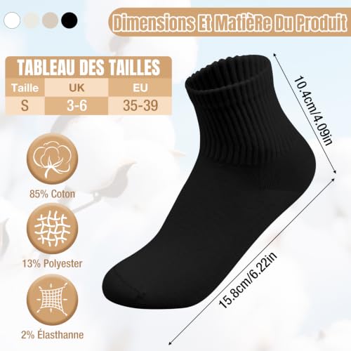 Soleeya 8 Paires Chaussettes Femme Coton Chaussettes Sport 35-39 – vue 4