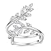 Csipewie Olive Branch Adjustable Ring Enhancer for Women, Marquise Cut Moissanite Open Leaves Ring 925 Sterling Silver 18K White Gold Plated Ivy Vine Leaf Stackable Ring Women Jewelry Size 8.5-11
