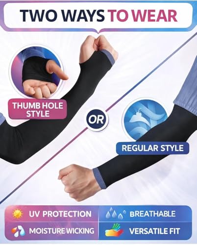 Image of Topibaaz Unisex Arm sleeves with UV Protection for Men and Women Outdoor Indoor Sports UPF 50 Arm Cover with Compression & Cooling Effect Summer Hand Gloves