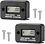 2 Pieces Vibration Hour Meter Wireless Engine Hourmeter LCD Digital Hour Gauge Vibration Activated Waterproof Hourmeter Wireless Job Timer for Gas Engine Motors Lawn Mower Air Compressor