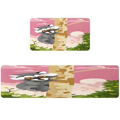 Alfombrillas de cocina VAPOKF lavables con diseño de mapache pack de 2 2