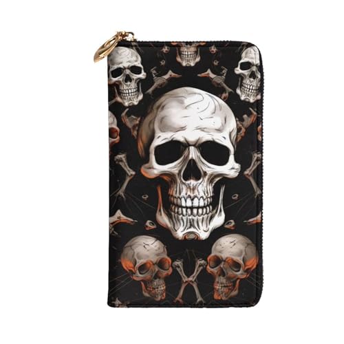 Skull Background Womens Long Wallet Purse,Pu Leather Clutch Bag With Zip Card Holder Case Credit Coin Wallets2