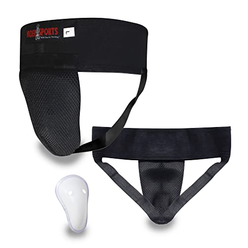 VADER SPORTS EST.2001 WITH YOU ALL THE WAY Protector de ingle y abdomen para entrenamiento de artes marciales, protectores de ingle para niños y críquet (negro, talla L/cintura de adulto de 32 a 34
