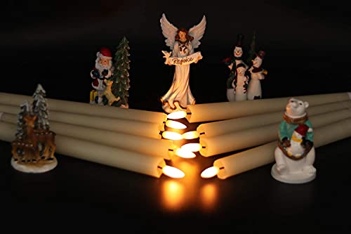 Image of GenSwin Flameless Flickering Taper Candles with 2 Remote Controls and Timer, Real Wax 3D Wick Light Window Candles Battery Operated Pack of 8, Christmas Home Wedding Decor(Ivory, 0.78 X 9.64 Inch)