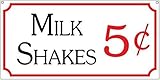 Panneau en métal pour décoration de maison Milk Shakes - 20,3 x 30,5 cm