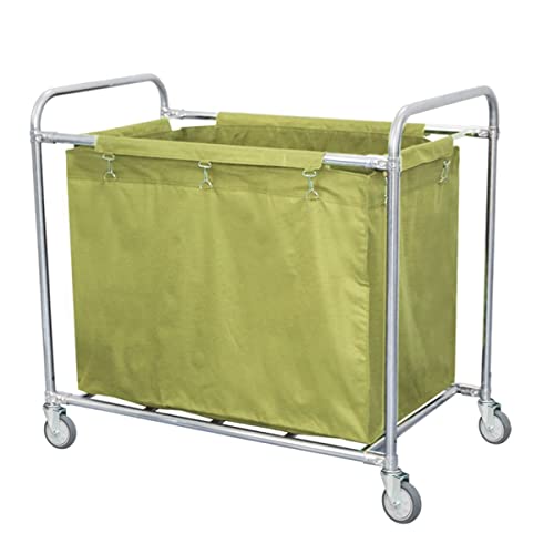 Carrito de lavandería con ruedas de acero inoxidable resistente y asa para uso doméstico