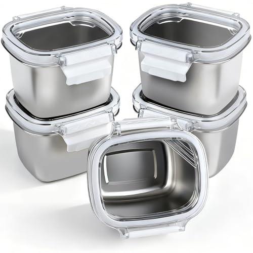 EKACO 3 Piece 450ml/15.25oz Stainless Steel Containers with Lids