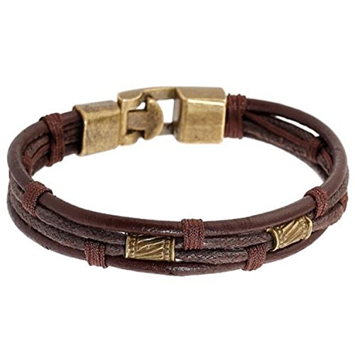 Trendy Dainty Link Bracelets For Women Adjustable Bracelet Stainless Wristband Leather Steel Men's Cuff Bangle Braided Bracelets Bangles Armband Bracelet For Teen Girls (Brown, One Size) #TOP1
