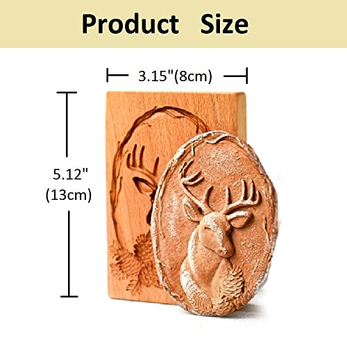 Wooden Cookie Molds, Carved Wooden Biscuit Mold Baking Cookie Mold Wooden Kitchen Cookie Cutter Embossing Press Molds Gingerbread Mold Diy Baking Tools (Reindeer) #TOP1
