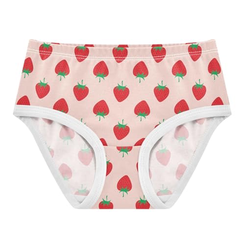 Little Girls Strawberry Print Underwear Soft Cotton Kids Panties in Sizes 2/3t, 4t, 5t, 6 and 8