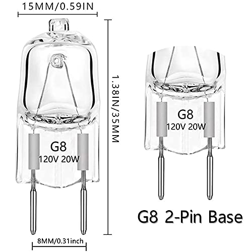 Bxxkxmc G8 Halogen Light Bulbs 20W Dimmable 120V G8 Base 2Pin Xenon Bulb T4 Jcd Type Warm White Under Cabinet Puck Lighting Replacements #TOP1