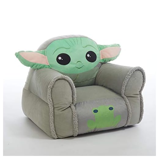 Idea Nuova Figural Sherpa Trim Bean Bag Chair, Polyester,Star Wars Grogu