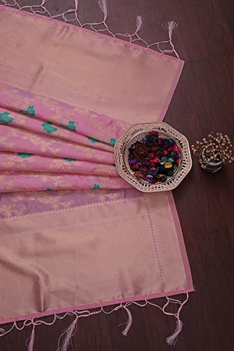 Image of DEVANGI Women's Woven Jacquard Banarasi Silk Printed Dupatta /Chunni with Meena Work, Width 1 Meter, Length 2.5 Meter