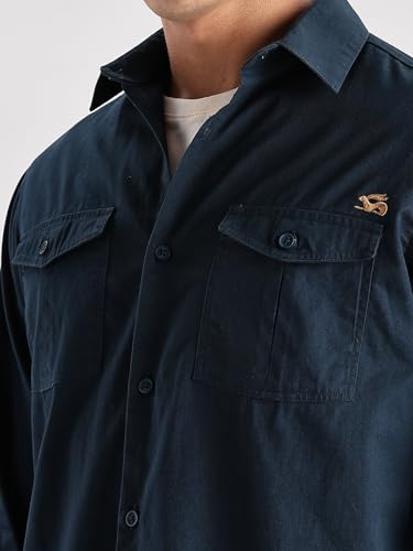 Image of Adro Cargo Shirt for Men with Double Pocket | 100% Cotton | Full Sleeve | Regular Fit