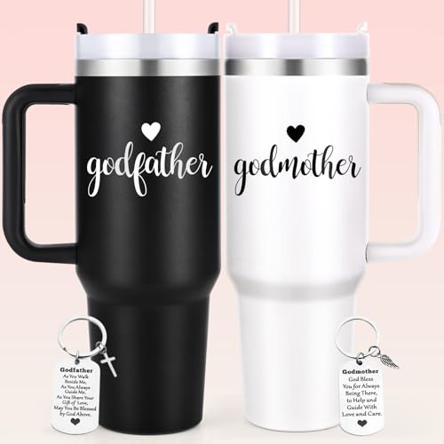 LiqCool Godparents Proposal Gift, 40 Oz Godmother and Godfather Set