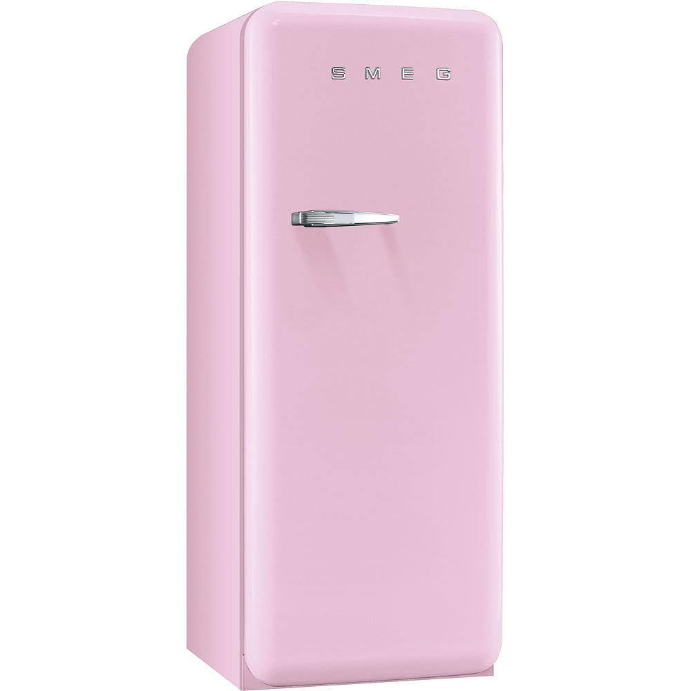 Smeg FAB28 50's Retro Style Top Freezer Refrigerator with 9.93 Cu Total Capacity, Multiflow Cooling System, Adjustable Glass Shelves 24-Inches, Pink Right-Hand hinge Made In Italy