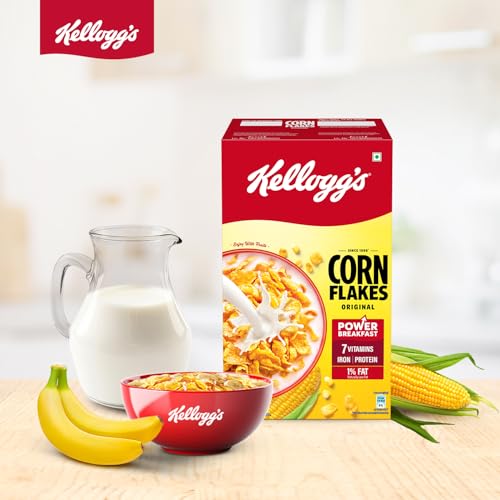 Image of Kellogg's Corn Flakes Original 475g | Power of 5: Energy, Protein, Iron, Calcium, Vitamins B1, B2, B3 & C | Corn Flakes, Breakfast Cereal | Naturally Cholestrol Free