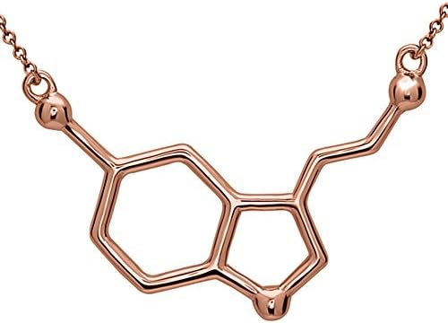 Silver Phantom Jewelry Serotonin Molecule Necklace in 925 Sterling Silver (Rose Gold)