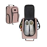 Goloni Golf Shoe Bag For Men Women, Ventilated Golf Shoe Bag With Side Pockets, Lightweight Portable Golf Shoe Carrier For Golf Shoes, Tees, Balls &Amp; Accessories,Light Pink