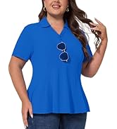 Casei Women's Plus Size Golf Polo Shirt with Sunglasses Holder UPF 50+ Tunic Tops Casual Workout ...