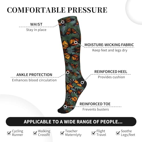 Monarch Butterflies Print Compression Socks,Compression Ankle Support Socks,For Men Women Running Athletic3