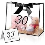 SilTriangle Geschenktüte zum 30. Geburtstag mit Karte für Frauen, weiß schwarz, große...