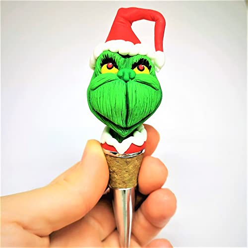 Grinch Wine Bottle Stopper Christmas Décor Gift Handmade #TOP3