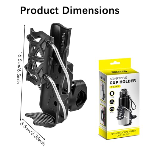 Image of Bike Cup Holder 360 Rotatable Motorcycle Bottle Holder, Upgraded Expandable Drink Holder for Bicycle, Scooter, ATV, Durable Nylon Silicone Handlebar Mount