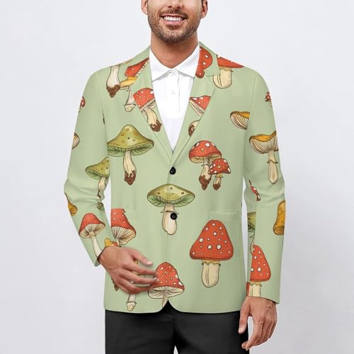 Mushroom With Dot Men's Suits Dress Business Formal Suit Print Jackets Coat For Wedding Party2