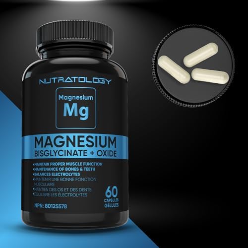 Nutratology® Magnesium Bisglycinate + Oxide | Canadian-Made | Relaxes Muscles, Improves Sleep Quality, Maintains Proper Muscle Functions & Enhances Bone Density | 250MG Per Capsule | 60 Capsules — view 8