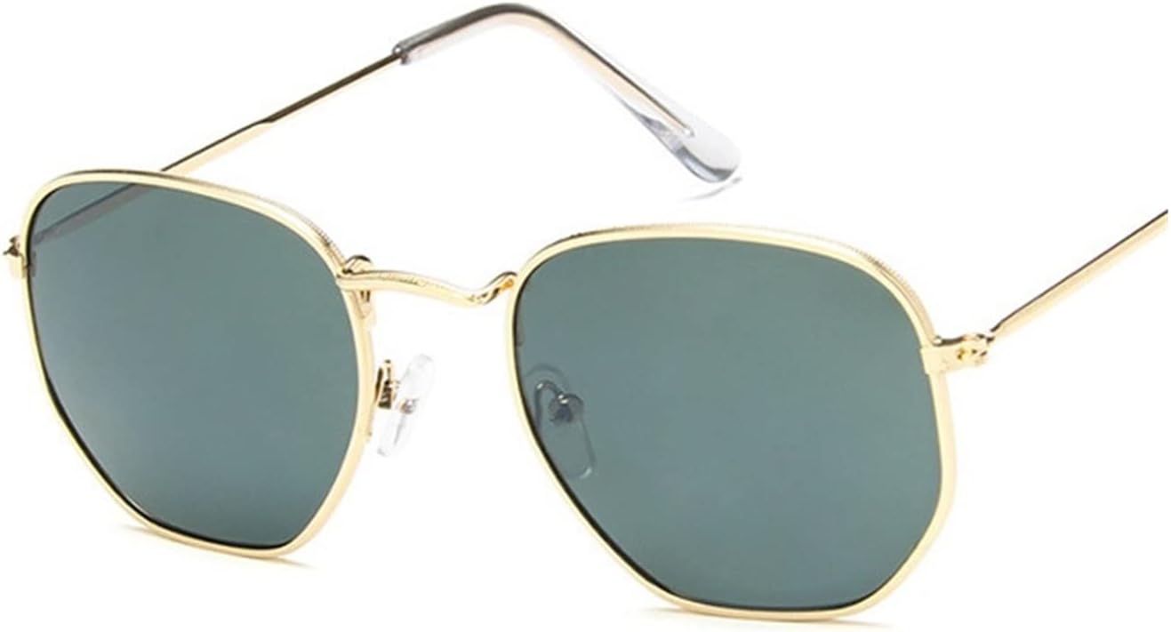 Hexagonal flat lens sunglasses designer New vintage women's mirror driving sunglasses