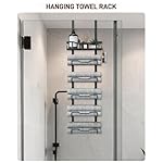 Hanging Towel Racks for Bathroom No Drill - 6-Tier Over The Door Bath Towel Storage Organizer for Small Bathrooms - Tiered Back of Door Towel Holder Hanger for Rolled Towels RV Camper Black - Image 3