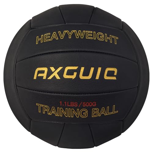 AXGUIQ 1.1LBS Weighted Volleyball - Heavy Weighted Volleyball Training Practice Equipment, Microfiber Leather Soft Grip Durability Serve Trainer Size 5 Setter Training (Deflated)