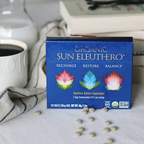 Sun Chlorella Sun On The Run Bundle 2Ct - Organic Sun Eleuthero 200Mg (240 Tablets) - Plus 500Mg Whole Body Wellness Green Algae Superfood Supplement 120 Tablets #TOP3