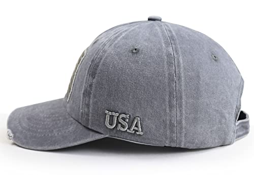 Usa American Flag Hat For Men Women, Funny Patriotic Decorations Baseball Caps, Adjustable Cotton Embroidered Patch Us Flag Dad Hats For Family Friends Co-Worker Veterans (A-Gray) #TOP2