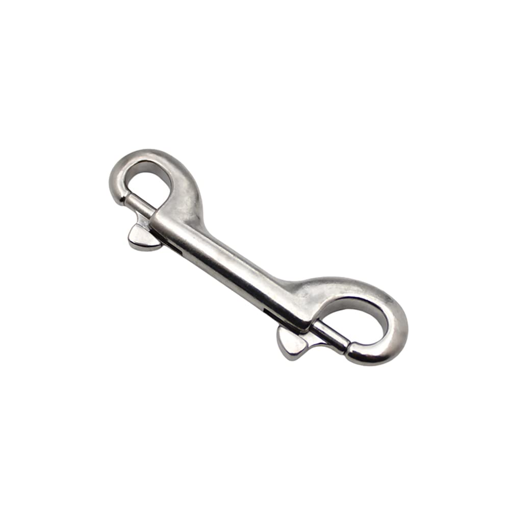 Double Ended Snap Hooks, 2PCS 100mm Heavy Duty Double Ended Trigger Bolt Snaps, Stainless Steel 316 Marine Grade Metal Clips for Diving, Dog Leash, Feed Buckets
