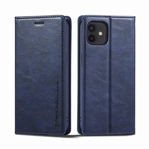 Coque portefeuille iPhone 11 cuir anti-Rfid étui protection antichoc bleu