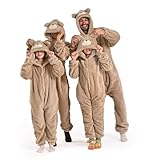 Bearhug Wearable Blanket Hoodie for Adult Soft Cozy Fleece Bear Costume Animal Onesies Pajamas Halloween Christmas Cosplay Costume for Parent XXl Brown